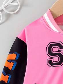 Kurtka baseballowa dla dziewczynki z haftowanym wielopostaciowym misiem Teddy, wiosna i jesień