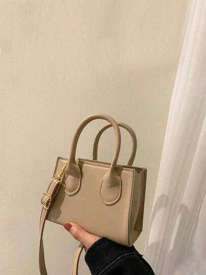 Mini Fashionable Solid Color Woven Leisure College Style Elegant Women Handbag Tote Bag