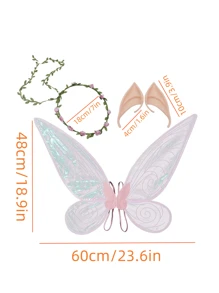 1set 3pcs Angel Butterfly Wing Set, Halloween  Ears Princess Fairy Party Cosplay Props - Multicolor - View 7
