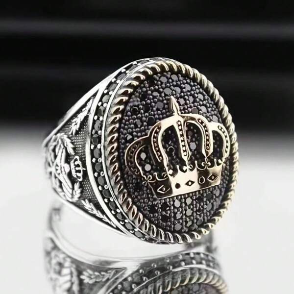 Anillo con corona floral vintage, banda creativa única y de