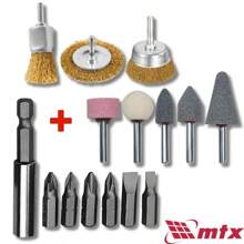 Kit 15 Pieces Drill Circular Steel Brush 3Pcs + Mounted Tip Kit 5Pcs + Bit Set 7Pcs MTX - màu đen - Xem 1