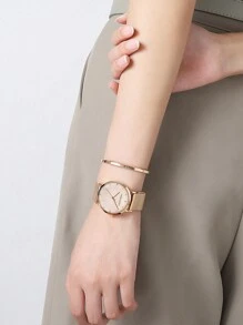 HANNAH MARTIN HANNAH Luxury Quartz Watch, 36mm Rose Gold Stainless Steel Mesh Bracelet, Matte Dial, Japanese Movement, Casual Fashion Wristwatch
