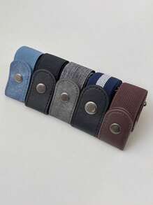 1pc Teens Elastic Invisible Waist Belt With Buckle, Decorative Stretch Waistband - Multicolor - View 2