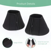 Nobleza - Campanas para Caballos, Campanas de Saltar de Neopreno, Protección para Pezuñas para Equitación (Negro) - Negro - Ver 4