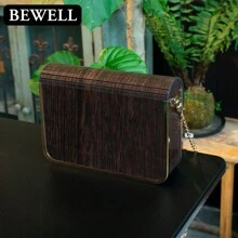 BEWELL 浪漫优雅斜挎木质链条包，天然温格木，实用休闲女士单肩包 - 黑色 - 查看 5