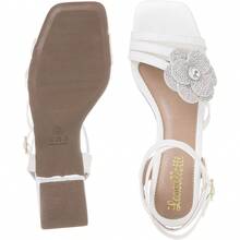 Women's Medium Thick Heel Sandal Comfortable Flower With Glitter - trắng - Xem 15