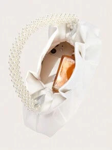 Women's Faux Pearl Rhinestone Handbag Pu Black Bag Party Party Casual Crossbody Bag Ladies Fresh And Simple Fashion Dinner Bag Wedding Evening Dress Bag Clutch Bag Valentines