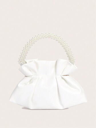 Women's Faux Pearl Rhinestone Handbag Pu Black Bag Party Party Casual Crossbody Bag Ladies Fresh And Simple Fashion Dinner Bag Wedding Evening Dress Bag Clutch Bag Valentines