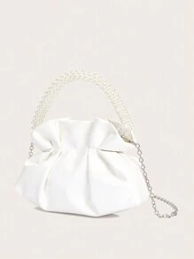 Women's Faux Pearl Rhinestone Handbag Pu Black Bag Party Party Casual Crossbody Bag Ladies Fresh And Simple Fashion Dinner Bag Wedding Evening Dress Bag Clutch Bag Valentines