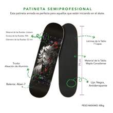 Patineta Skateboard Madera Maple Semiprofesional Anime Rengok - Negro - Ver 2