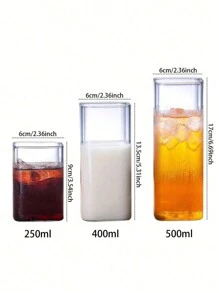 1buc 250/400/500mL Ceașă din sticlă borosilicată pătrată simplă pentru ceai cu lapte, băuturi reci, potrivite pentru restaurante, bucătărie, hoteluri, magazine de băuturi reci, Anul Nou, festival de primăvară, adunări, etc. Poate fi folosit ca ceașcă de apă din sticlă, cafea cu gheață Cana, ceașcă de suc, ceașcă de lapte, ceașcă de ceai etc. Potrivit atât pentru vară, cât și pentru iarnă (Datorită problemelor de iluminare, pot exista diferențe de culoare, ceea ce este un fenomen normal)