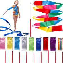 Dance Ribbon With Magic Wand, Rhythmic Gymnastics Ribbon, Rainbow Streamers, Dance Ribbons, Rhythm Sticks, Art Ribbon - Ideal For Talent Shows, Baton Twirling In Various Colors,Christmas - Multicolor - View 1