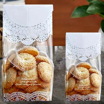 50件装家用曲奇饼干保鲜袋透明糖果甜品包装袋蛋糕房自封袋