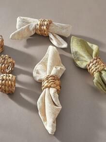 Natural Grass Woven Napkin Rings, Suitable For Room Decor, Dining Table Decor, Home Decor, Fits For Holiday, Party, Birthday, Wedding And Banquet - Multicolor - View 5