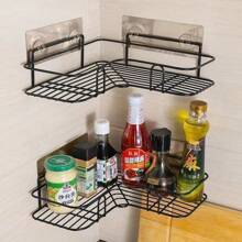Kit 2 Support Shelves With High Stickers For Wall Bathroom Kitchen Laundry Shampoo And Soap - 黑色 - 查看 5