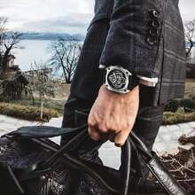 Ruerised Ma63007g男士玫瑰金不鏽鋼機械手錶,人造藍寶石錶盤,獨特設計並帶夜光,適合日常佩戴