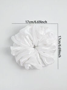 1pc White Satin XXL Hair Scrunchie, Elegant & Versatile Hair Accessory For Women Scrunchies Hair Tie - White - View 2