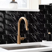 20PCS Self-Adhesive Black Marble PVC Cladding Wall Panels For Kitchen Bathroom Carnival Home Sticker - 黑色 - 查看 3