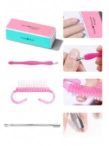 LULAA 15 件/套美甲工具套装：紫外线美甲灯、指甲锉、钢推杆、指甲刷、抛光块、角质层去除剂 - 彩色 - 查看 9