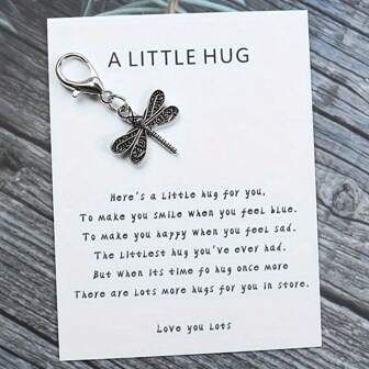 1pc/2pcs Vintage Dragonfly Pendant With Pocket Hug Chic Keychain, Party Favors, Backpack Decor, Charm, Birthday Gift, Unique Present For Any Occasion Car Accessories Bag Charm School Letter Cute Goth Y2k Bag Accessories Lanyards With Id Holder Car Accessories Bag Charms