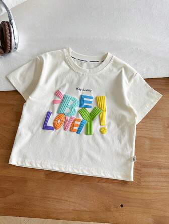 Băiat Tânăr Vară Copii Noi Tricouri Grafice cu imprimeu colorat, Topuri casual cu mânecă scurtă