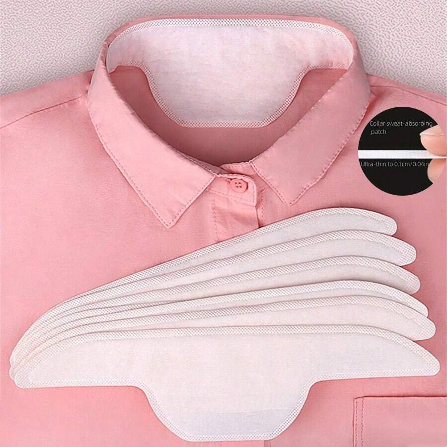 10/30pcs Random Color Summer Invisible Ultra-Thin Breathable Coat Collar Sticker, Shirt Cuff Anti-Stain Sticker,Shirt Collar Anti-Dirty Sticker, Disposable Collar Protector, Sweat Sticker - White - View 1