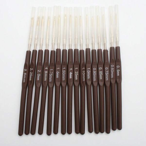16pcs Bronze Handle Gold-Plated Crochet Hooks Knitting Needles Tools
