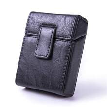 1 boîte en PU unicolore 20 pièces/paquet. Étui à cigarettes épais avec briquet intégré 2-en-1 portable pour hommes Y2k. Accessoires pour fumeurs