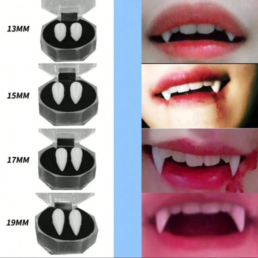 Halloween Decoration Vampire Fake Teeth - Halloween Vampire Fangs, Zombie Fake Teeth, Sharp Pointed Fang Cosplay Makeup Accessories - Boxed - View 1