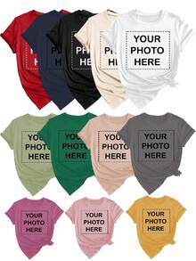 Personalized Thanksgiving/Christmas Gift, Custom Women's T-Shirt - Add Your Own Text/Image (Badge/Company Logo/Family Photo/Selfie) To Design Your Own Customized Printed T-Shirt - Apricot - View 4