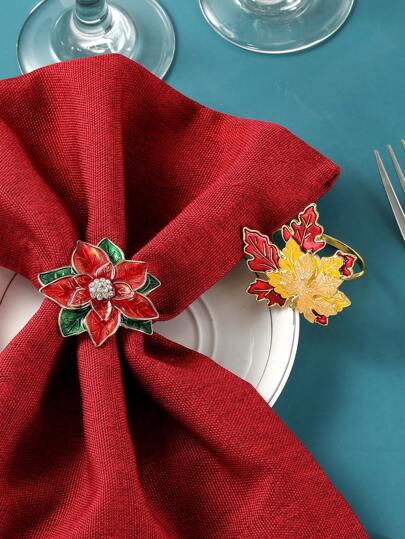1PC Zinc Alloy Maple Leaf, Rose Napkin Ring Fashion Fine Hotel Home Restaurant Tray Towel Buckle