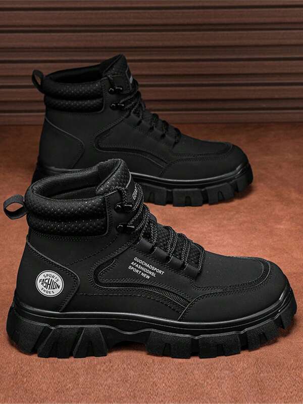 Botas de senderismo de caña alta informales con cordones para hombre, nuevos estilos, resistentes al desgaste, botas de trabajo con estilo británico retro, zapatos de motocicleta, zapatos de senderismo resistentes al deslizamiento y duraderos para exteriores, zapatillas de moda