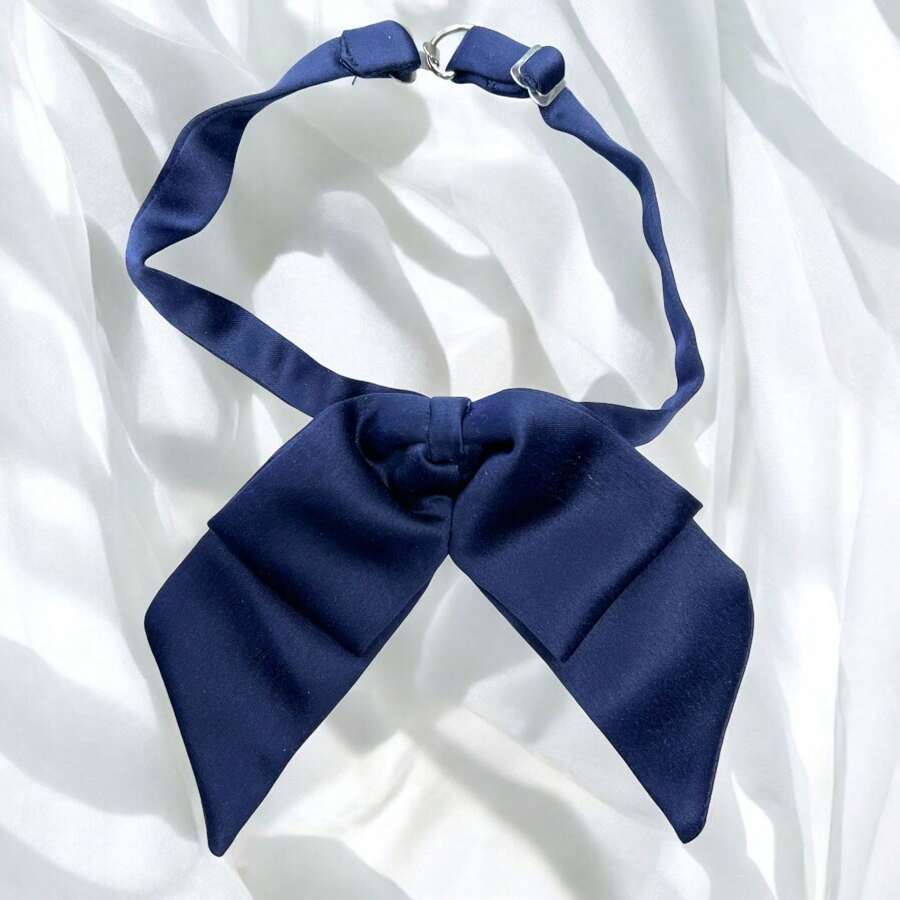 6 Adjustable Women's/Girl's Bowties School Work - Navy Blue - View 1