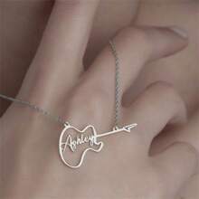 1pc Custom Guitar Necklace, Guitar Jewelry In SterlingSilver, Personalized Guitar Pendant, Guitar Player NameCharm, Gift For Guitar Player