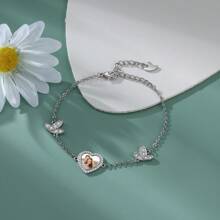 Hartvormige armbanden, gepersonaliseerde foto en naam, cadeaus voor familie/koppels/vrienden