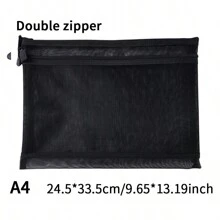 Pasta transparente para documentos de camada única/dupla, pasta de malha com zíper tamanho A4 para armazenamento de material escolar, organizador de arquivos de escritório, volta às aulas, volta às aulas, material escolar