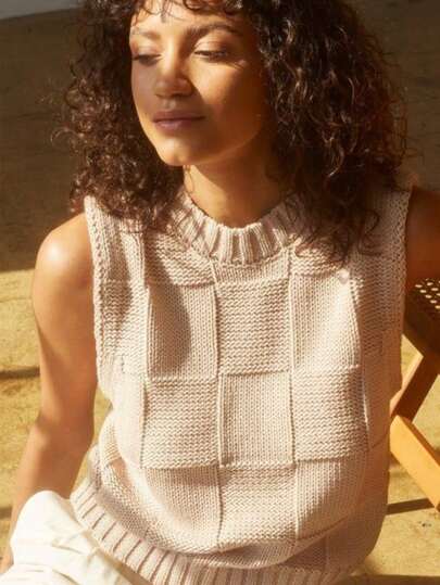 Chaleco de punto sin mangas para mujer, estilo casual, corte holgado, delgado y elegante