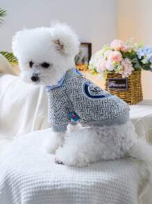 1 pièce de vêtements pour animaux de compagnie, tenue 2 en 1 avec broderie pour chien/chat