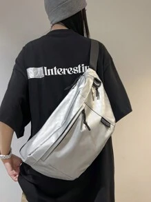 时尚大容量多口袋防水胸包/腰包 - 淺灰色 - 查看 2