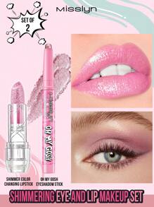 Misslyn Bộ trang điểm mắt và môi lung linh, 2 thỏi, Son môi thay đổi màu lung linh, son môi thay đổi theo nhiệt độ, ánh nhũ ngọc trai mịn, không dính, dưỡng ẩm, màu hồng tuyệt đẹp & tự nhiên, lấp lánh nổi bật. Công thức lướt nhẹ và hòa quyện vào da một cách dễ dàng, chất phấn có sắc tố cao, có sẵn trong ánh nhũ lấp lánh và ánh kim lấp lánh, lâu trôi, không thấm nước, mịn như nhung, phấn mắt dạng kem, tuyệt vời cho mọi loại da. - 14 Hồng Nóng + 2 Hồng Quyến Rũ - Xem 1