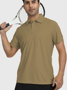 Speed mate Golf Polos For Boyfriend Style Men Quick-Dry Athletic Boyfriend Style Men Polo Shirts Short Sleeve Summer Casual Moisture Wicking Golf Shirt - Khaki - View 3