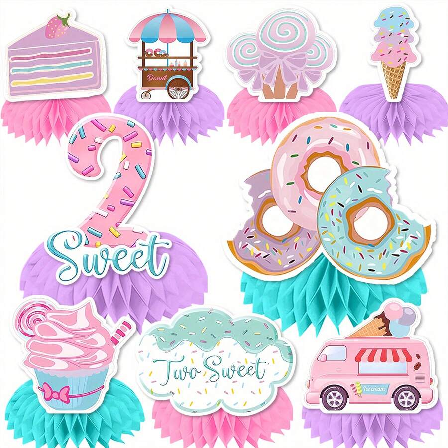 9pcs Donut Theme Two Sweet Birthday Party Decorations Table Honeycomb Centerpiece Donut Table Decoration Donuts 2nd Birthday Sign Decoration 2nd Birthday Theme Table Party Supplies Girls Christening Decorations,Adult Party Games Suitable For Halloween/Christmas/Thanksgiving - Baby Pink - View 1