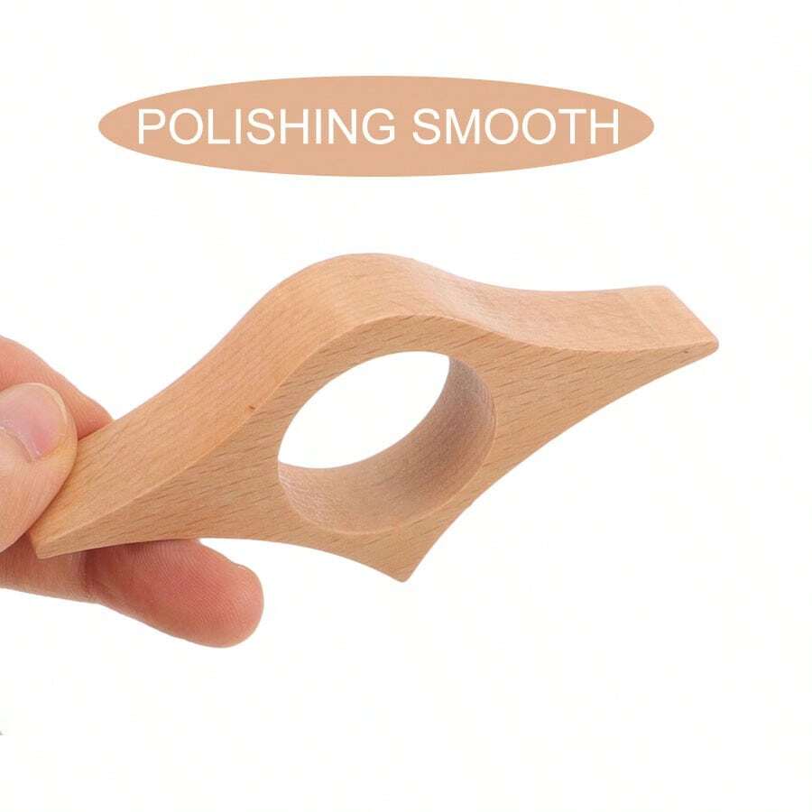 Wooden Thumb Bookmark Multi-Function Thumb Ring Page Holder Convenient Bookmark Book Expander Student Reading Tool - Wood Original Color - View 1