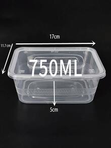 Cajas rectangulares de plástico grueso desechables para comida para llevar, negras y transparentes - transparente - Ver 7