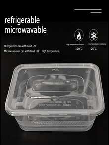 Cajas rectangulares de plástico grueso desechables para comida para llevar, negras y transparentes - transparente - Ver 1