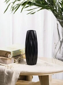 1 chiếc bình nhựa gốm giả với hoa cỏ Pampas, đồ trang trí nhà theo phong cách Bắc Âu, bình hoa hình trụ cao màu đen làm vật trang trí trung tâm đám cưới, đồ trang trí phòng khách, đồ trang trí bàn trang trại, đồ trang trí bàn làm việc văn phòng, đồ trang trí đám cưới - màu đen - Xem 5