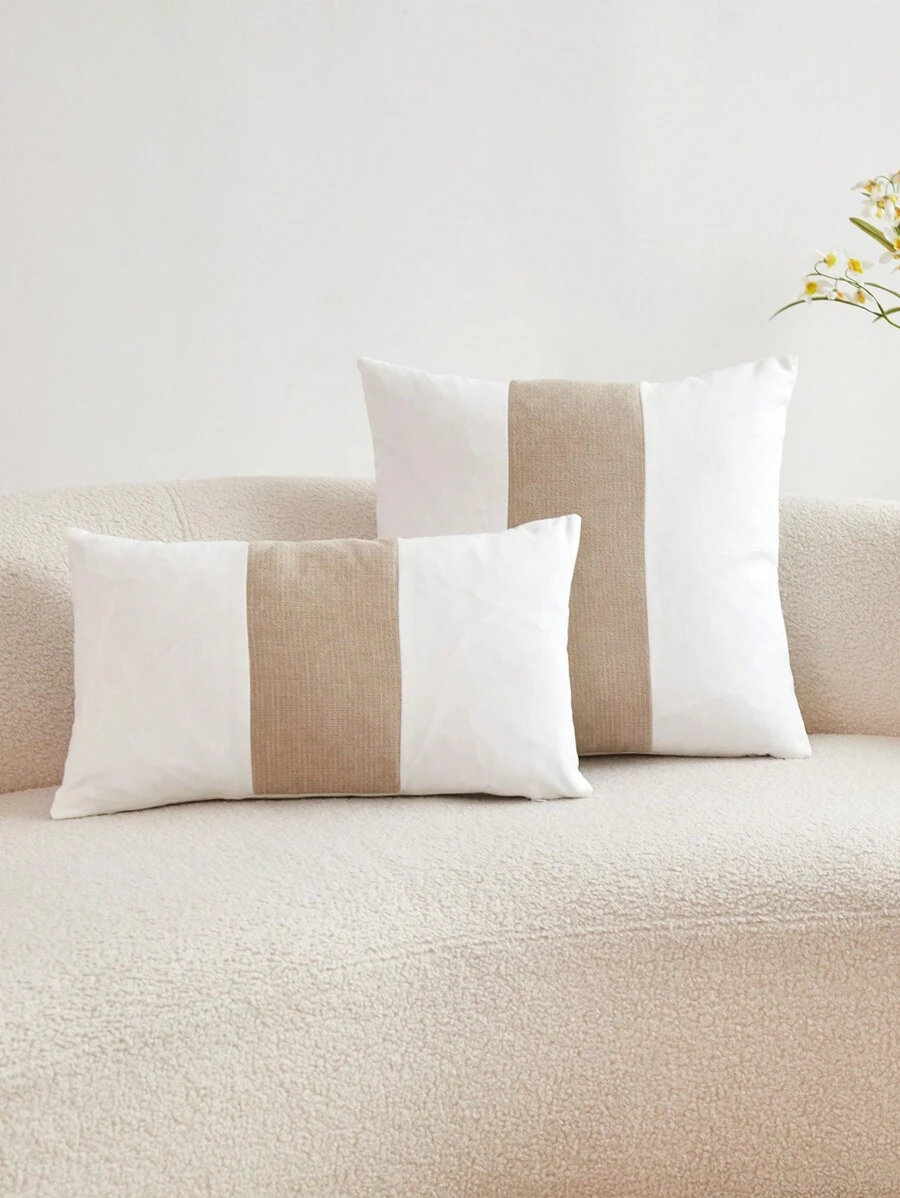 1 pieza Funda de almohada de cachemira rayada en patchwork, adecuada para decoración interior, funda de almohada para todas las estaciones, sin relleno de almohada incluido