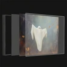 Ghost Hanging On Clothesline Painting, Cute Ghost Printable Art, Eerie Halloween Home Decor, Spooky Laundry Room Art Print, Funny Ghost, Creepy Spooky Abandoned Art Halloween Pictures Framed( Frame ) - 卡非塞 - 查看 4