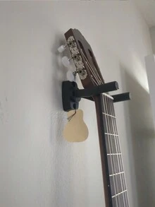 1 pieza Soporte y estante de pared montado para guitarra, guitarra eléctrica, bajo, ukelele, organizador de pared ahorrador de espacio para instrumentos musicales, decoración del hogar para estudiantes de dormitorio - Negro - Ver 5