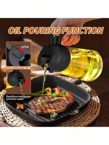 1 pieza Botella de spray de aceite de plástico, botella dispensadora de aceite de cocina, dispensador de spray de aceite de oliva y dispensador de aceite 2 en 1, rociador de aceite para cocina, barbacoa, ensalada, horneado, 470ml/15.8OZ, Cocina, Fiesta en la playa de verano, Comida, Camping, Organizador, Decoración de la habitación, Artículos de cocina. - Blanco y Negro - Ver 2